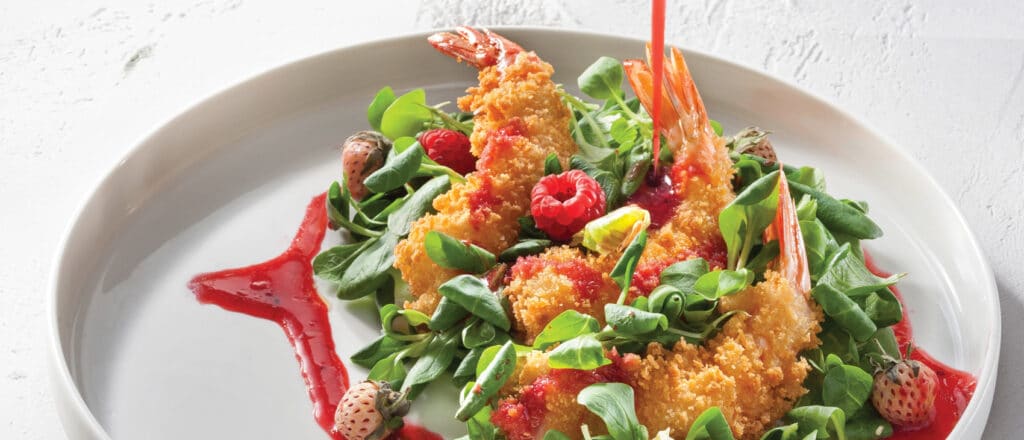 σαλάτα με γαρίδες Panko