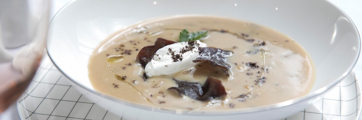 Mushroom soup with chocolate