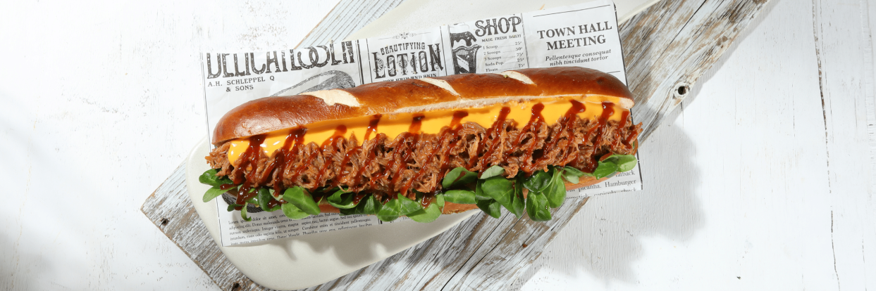 Pretzel with pulled pork